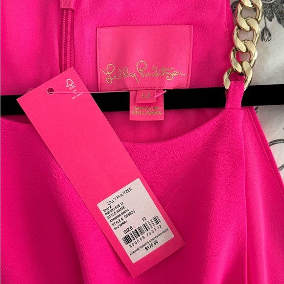 Lilly Pulitzer bright pink gold chain dress new with tags NWT - Picture 3 of 9